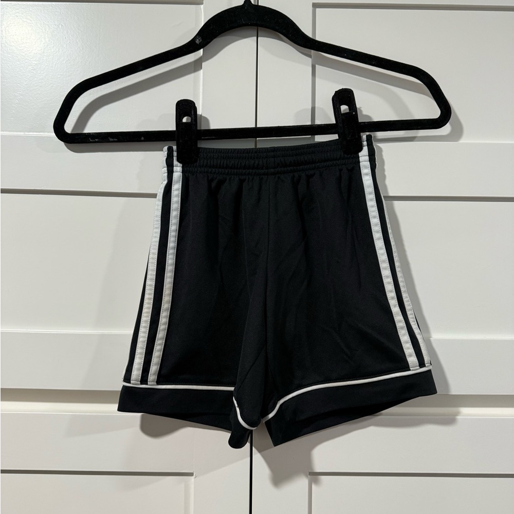 adidas Kids Black Shorts with White Stripes